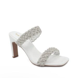 Glamorous White/Clear Rhinestone Heel Sandals